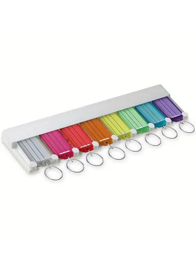 1 Set Key Tag Holder with 8 Color Coded Labels Durable Plastic Organizer for Office School Home - Image 1