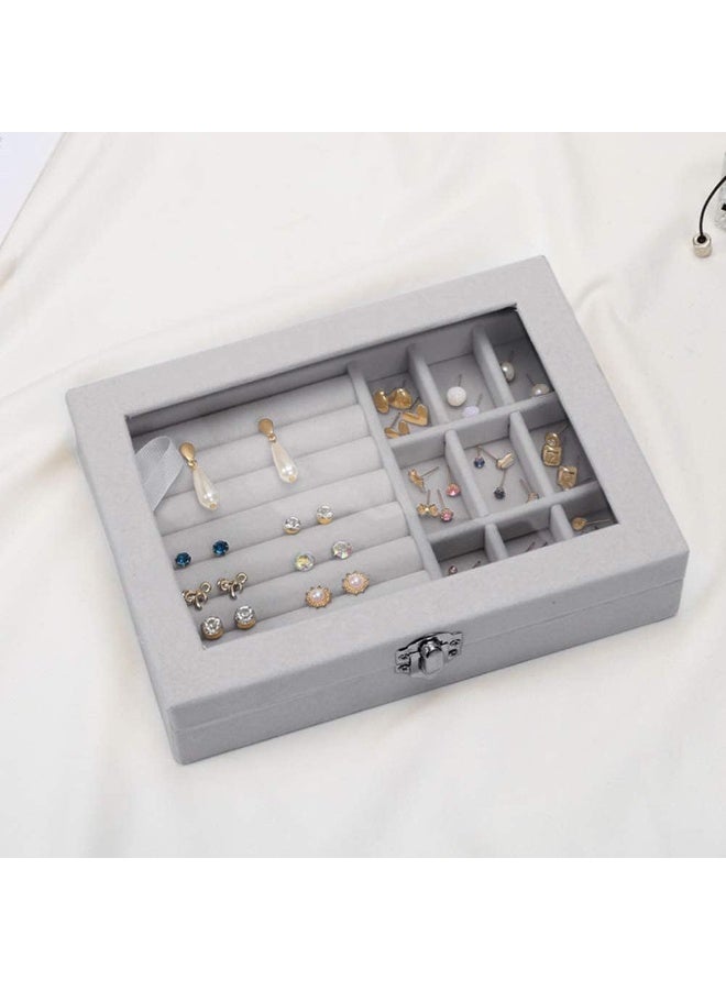 zoba Jewelry Organizer for Rings, Earrings, and Necklaces - Jewelry Box, Travel Jewelry Bag for Women, Jewelry and Accessories Storage Organizer - Grey - 270 - Image 1