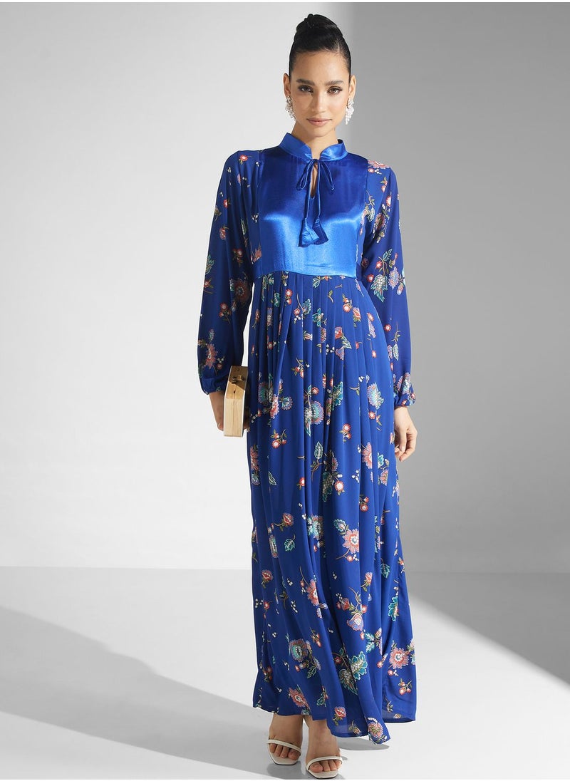 Golden Apple - Floral Print Puff Sleeve Jalabiya - Image 1