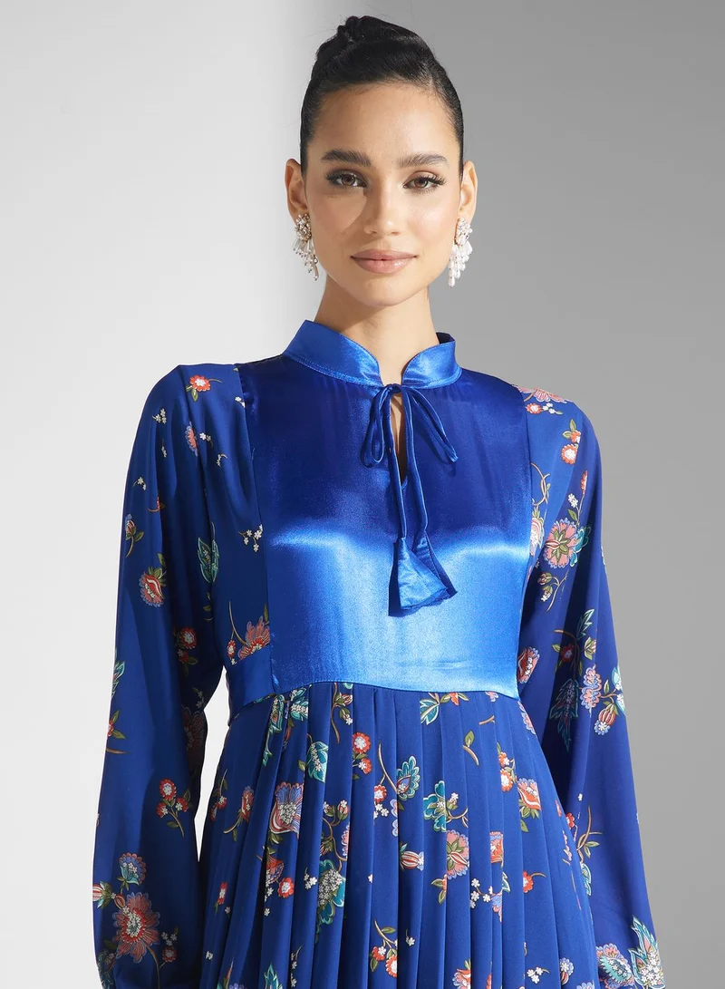 Golden Apple Floral Print Puff Sleeve Jalabiya