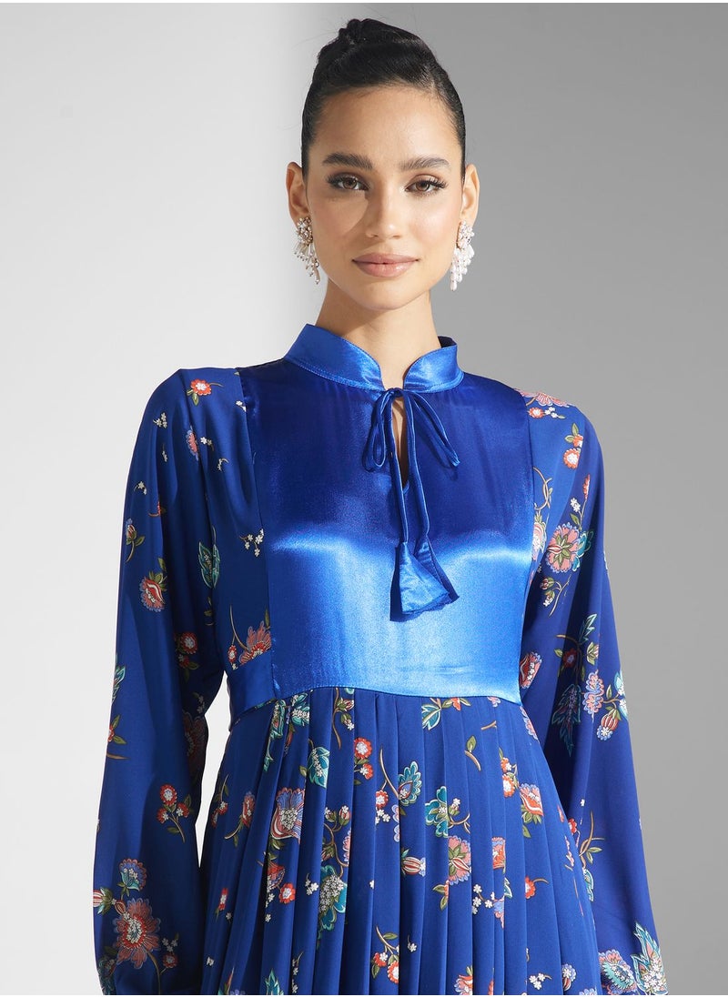 Golden Apple - Floral Print Puff Sleeve Jalabiya - Image 1