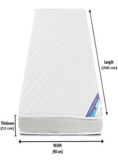 AL WADI FURNITURE Single Size Medicated Mattress Comfort Back Support Reversible Use Option Polyester Fabric 90W x 200L x 12H cm - White  - Image 2