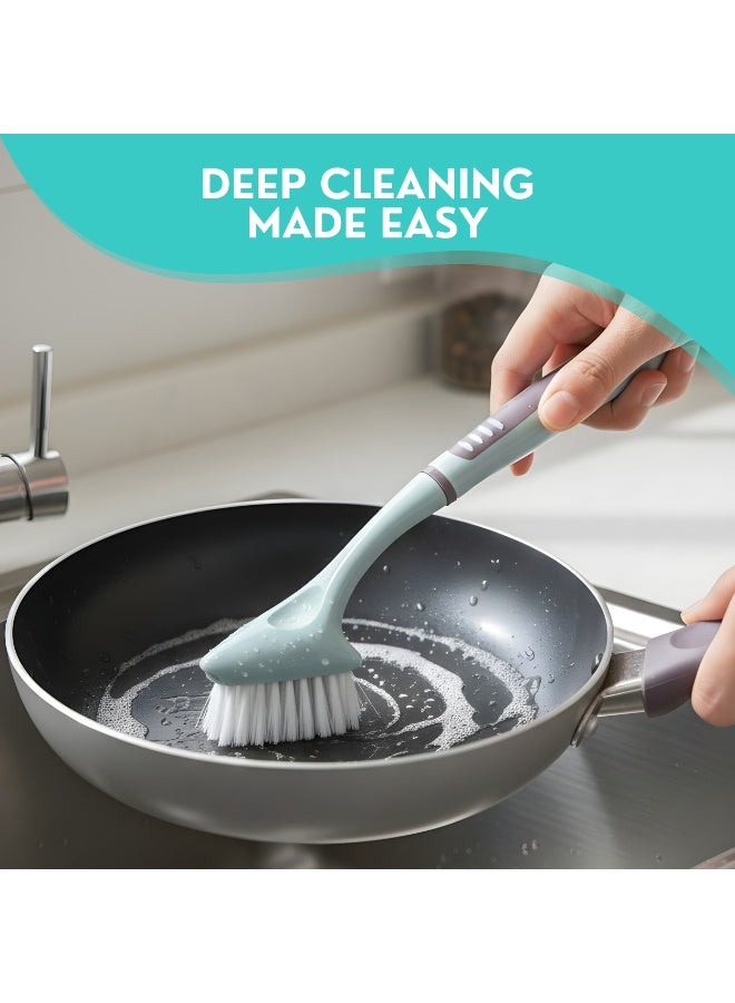 JUNI 5-Piece Kitchen Cleaning Set, Heavy Duty Brush Set with Dustpan, Dish Scrubber, Bottle Brush, Pan Scrubber, Scouring Pad for Deep Household Cleaning - Image 2