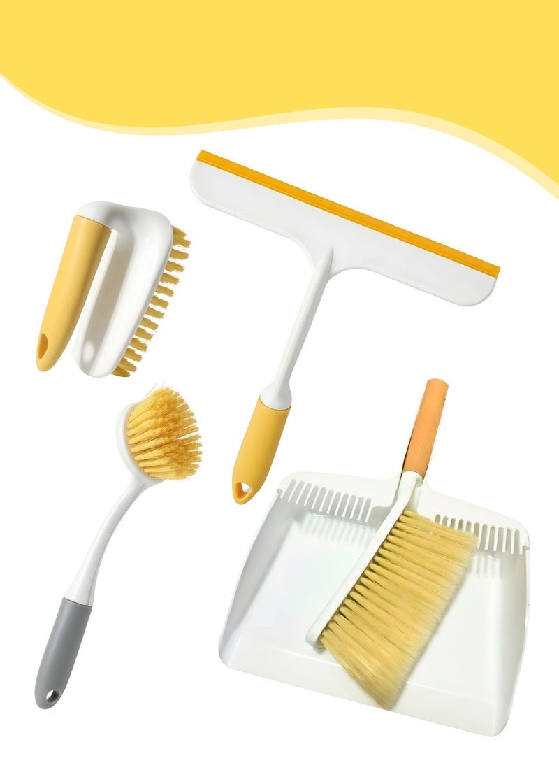 JUNI 5-Piece Kitchen Cleaning Set, Heavy Duty Brush Set with Dustpan, Dish Scrubber, Bottle Brush, Pan Scrubber, Scouring Pad for Deep Household Cleaning - Image 1