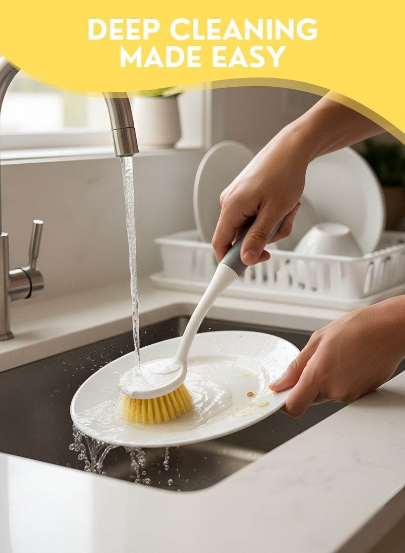 JUNI 5-Piece Kitchen Cleaning Set, Heavy Duty Brush Set with Dustpan, Dish Scrubber, Bottle Brush, Pan Scrubber, Scouring Pad for Deep Household Cleaning - Image 2