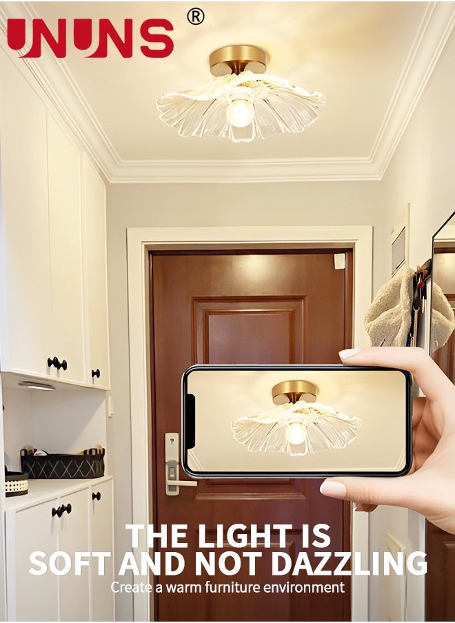 UNUNS LED Ceiling Light Fixture,Golden Ceiling Light,Flushmount Ceiling Light,Bathroom Ceiling Light,Flush Ceiling Light For Hallway Entryway Bathroom  - Image 3