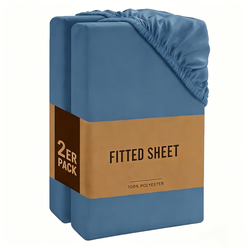 2-Pack Fitted Sheet Mattress Covers, Available in Multiple Sizes And Colors. Soft, Breathable And Comfortable, Suitable Summer for All Seasons. Perfect for Home And Hotel Use, Ideal Gift for Men, Women And Parents - Image 1