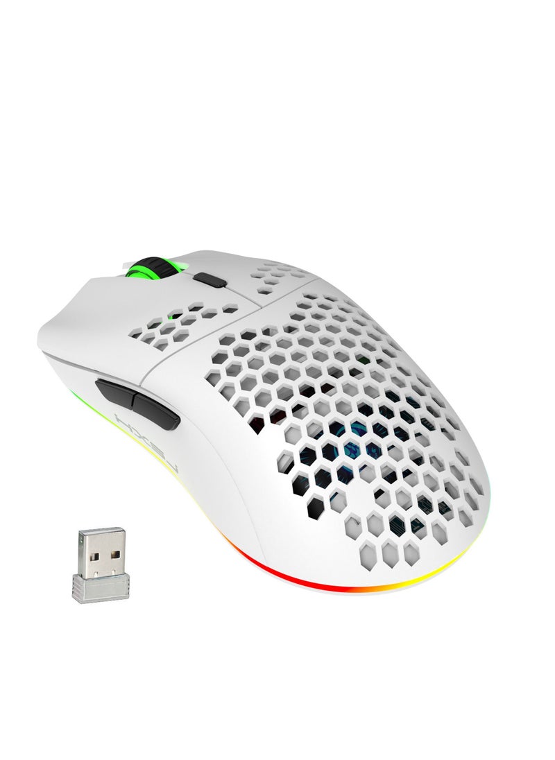 إتش إكس إس جيه ماوس ألعاب RGB لاسلكي أبيض  - Image 2