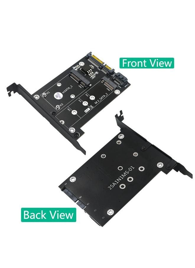 Arabest - SATA Adapter 2 in 1 MSATA/M2 NGFF SSD to Dual Port SATA3 Converter with SATA Cable Screws Stud for 2230/2242/2260/2280 - Image 1