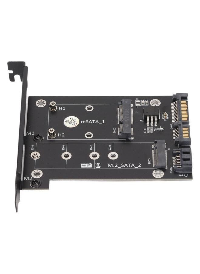 Arabest - SATA Adapter 2 in 1 MSATA/M2 NGFF SSD to Dual Port SATA3 Converter with SATA Cable Screws Stud for 2230/2242/2260/2280 - Image 1