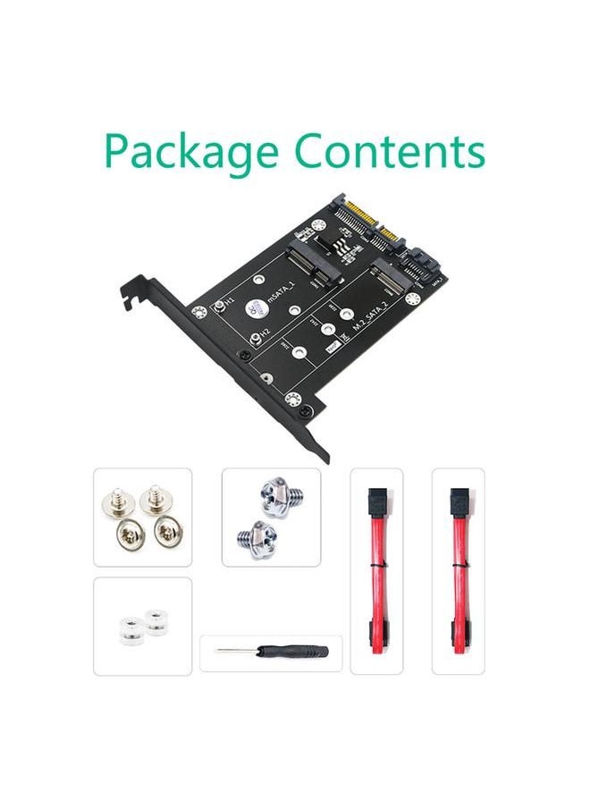 Arabest - SATA Adapter 2 in 1 MSATA/M2 NGFF SSD to Dual Port SATA3 Converter with SATA Cable Screws Stud for 2230/2242/2260/2280 - Image 1