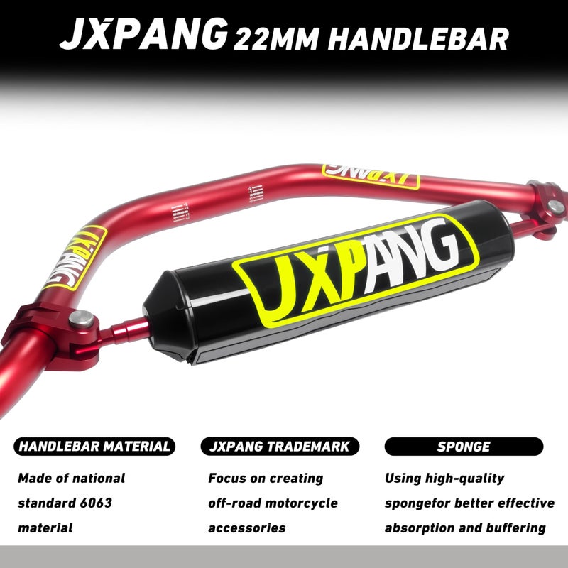 JXPANG High Rise Handlebar Upgraded, Motorcycle Dirt Bike Handlebar 1 1/8" 28mm With Foam Pad, For Pit Bike Handlebar For Motocross ATV Quad Pit Dirt Bike (Red) - Image 3