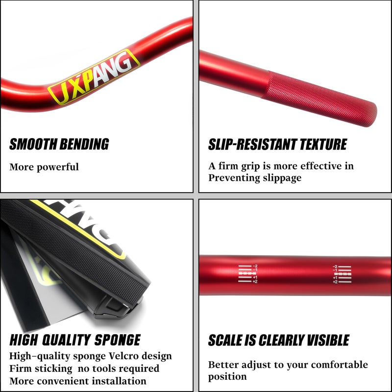JXPANG High Rise Handlebar Upgraded, Motorcycle Dirt Bike Handlebar 1 1/8" 28mm With Foam Pad, For Pit Bike Handlebar For Motocross ATV Quad Pit Dirt Bike (Red) - Image 1