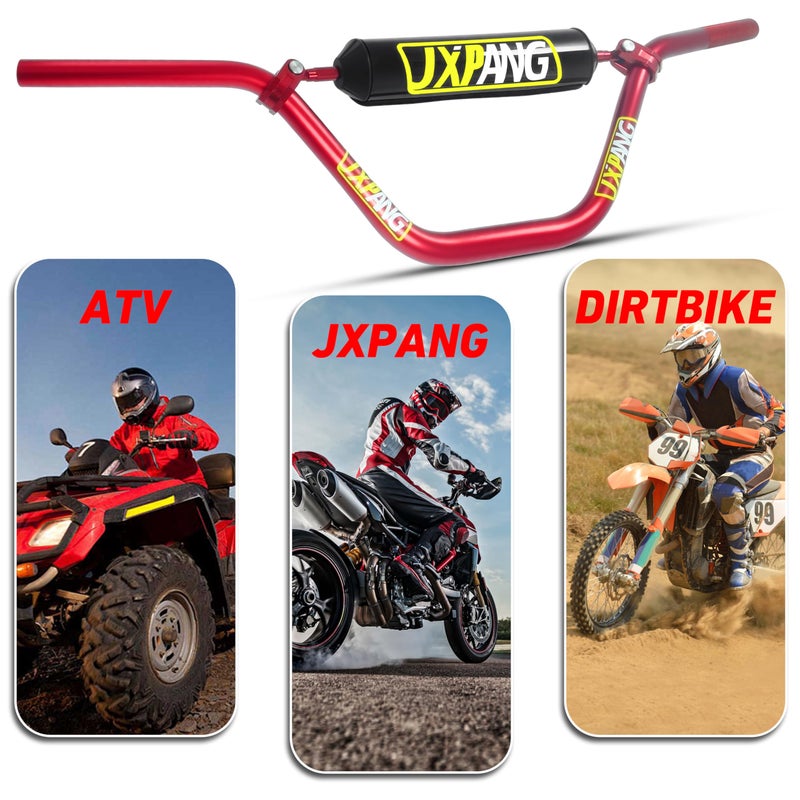 JXPANG High Rise Handlebar Upgraded, Motorcycle Dirt Bike Handlebar 1 1/8" 28mm With Foam Pad, For Pit Bike Handlebar For Motocross ATV Quad Pit Dirt Bike (Red) - Image 4