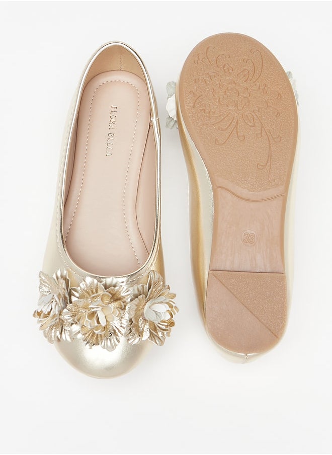 Flora Bella By Shoexpress - Girl's Applique Detail Slip-On Round Toe Ballerina Shoes Ramadan Collection - Image 1