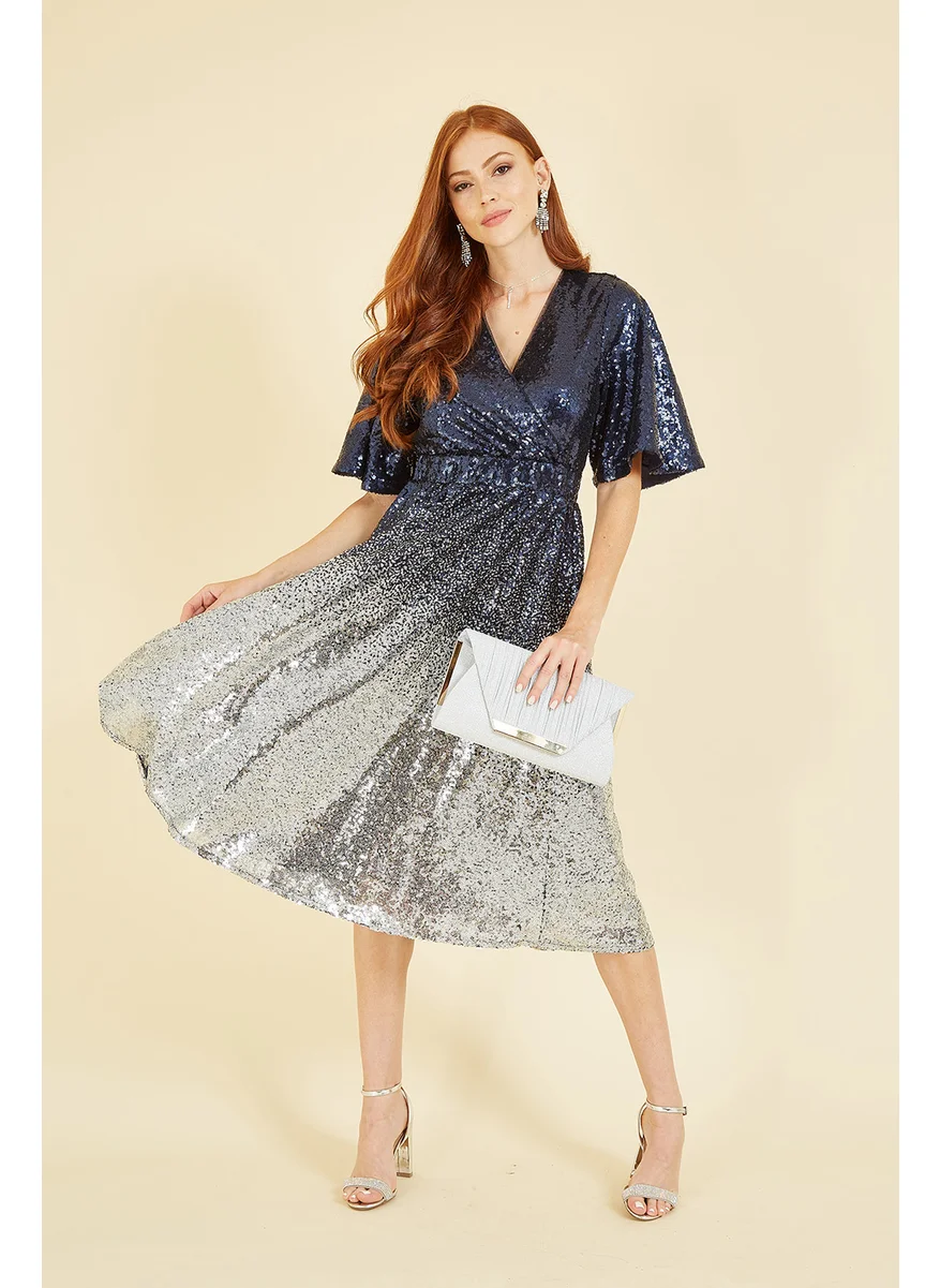 يامي Ombre Sequin Midi Wrap Dress