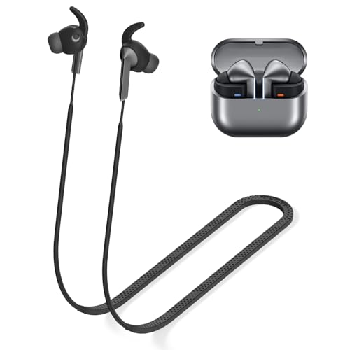 TUDIOW Anti-Lost Strap for Galaxy Buds 3 Pro Ultra Strong Sports Soft Silicone Lanyard Accessories Compatible with Samsung Galaxy Buds Pro 3 Neck Rope Cord(Black) - Image 1