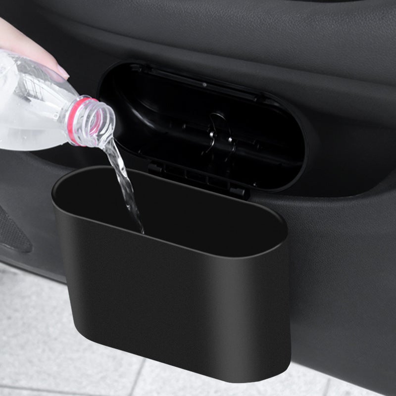 Car Trash Bin with Lid, Hanging Storage Organizer, 1L ABS Plastic - Image 2