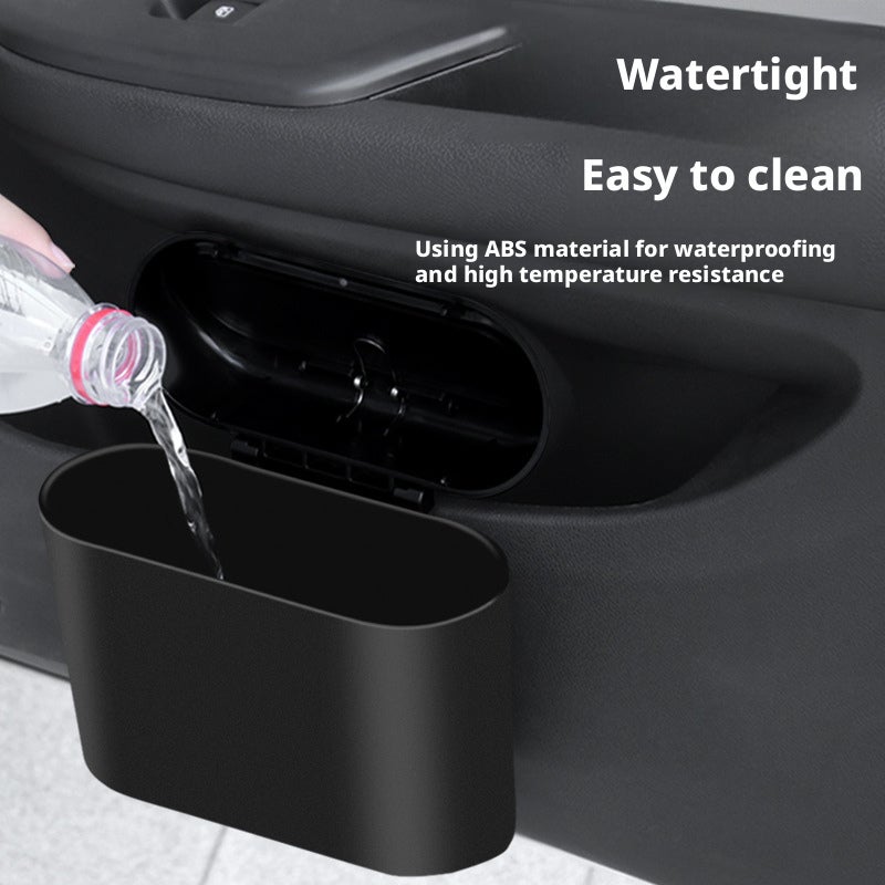 Car Trash Bin with Lid, Hanging Storage Organizer, 1L ABS Plastic - Image 4