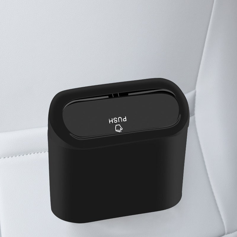 Car Trash Bin with Lid, Hanging Storage Organizer, 1L ABS Plastic - Image 3