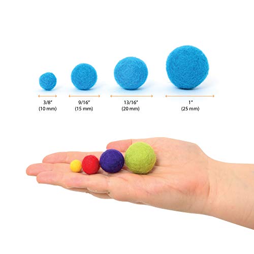 Glaciart One Felt Pom Poms, Wool Balls (160 Pcs) 4 Sizes: 1 cm, 1.5 cm, 2 cm & 2.5 cm, Handmade Felted 40 Color (Red, Pink, Blue, Yellow, White, Pastel & More),Bulk Small Puff for Felting & Garland - Image 4