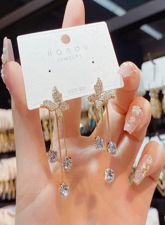 VIEN New Elegant Butterlfy Earrings Hanging Cute Korean Fashion Jewelry For Womens Alloy Drops & Danglers - Image 3
