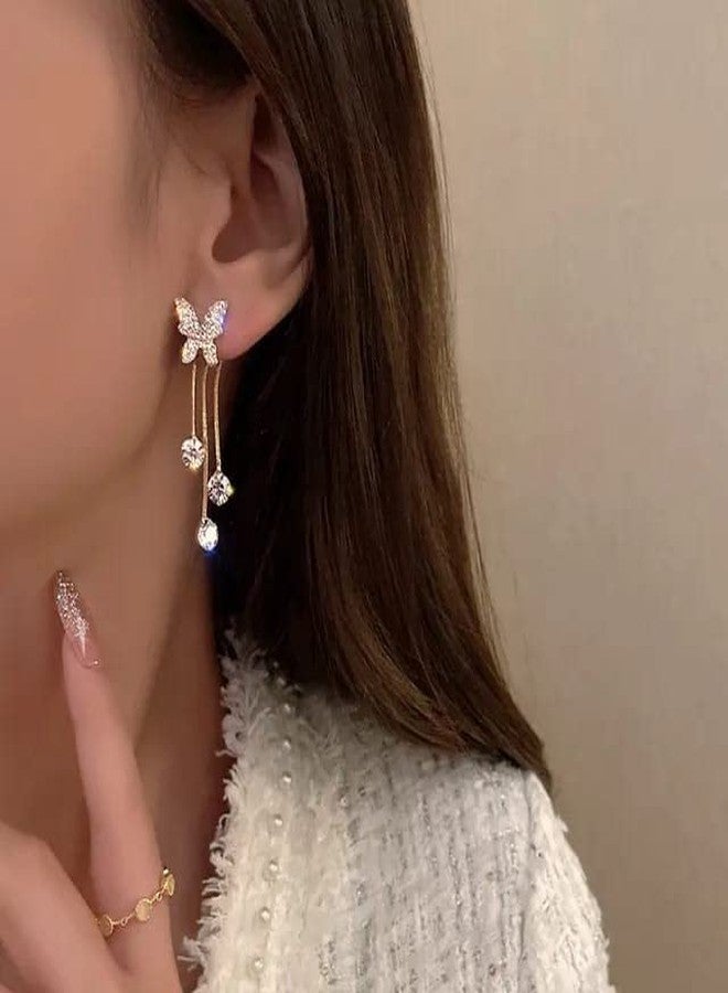 VIEN New Elegant Butterlfy Earrings Hanging Cute Korean Fashion Jewelry For Womens Alloy Drops & Danglers - Image 2