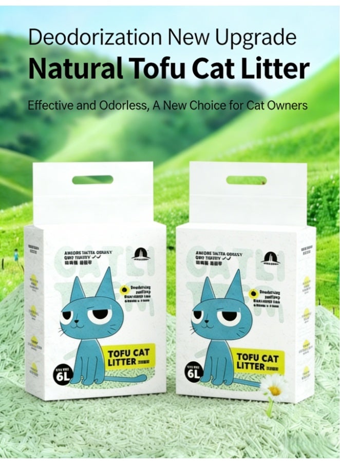 2 Packs Tofu Cat Litter (12L) Strong Clumping, Flushable, Dust-free, Easy Scooping, Biodegradable, For Excellent Odour Control (Green Tea Flavor) - Image 1