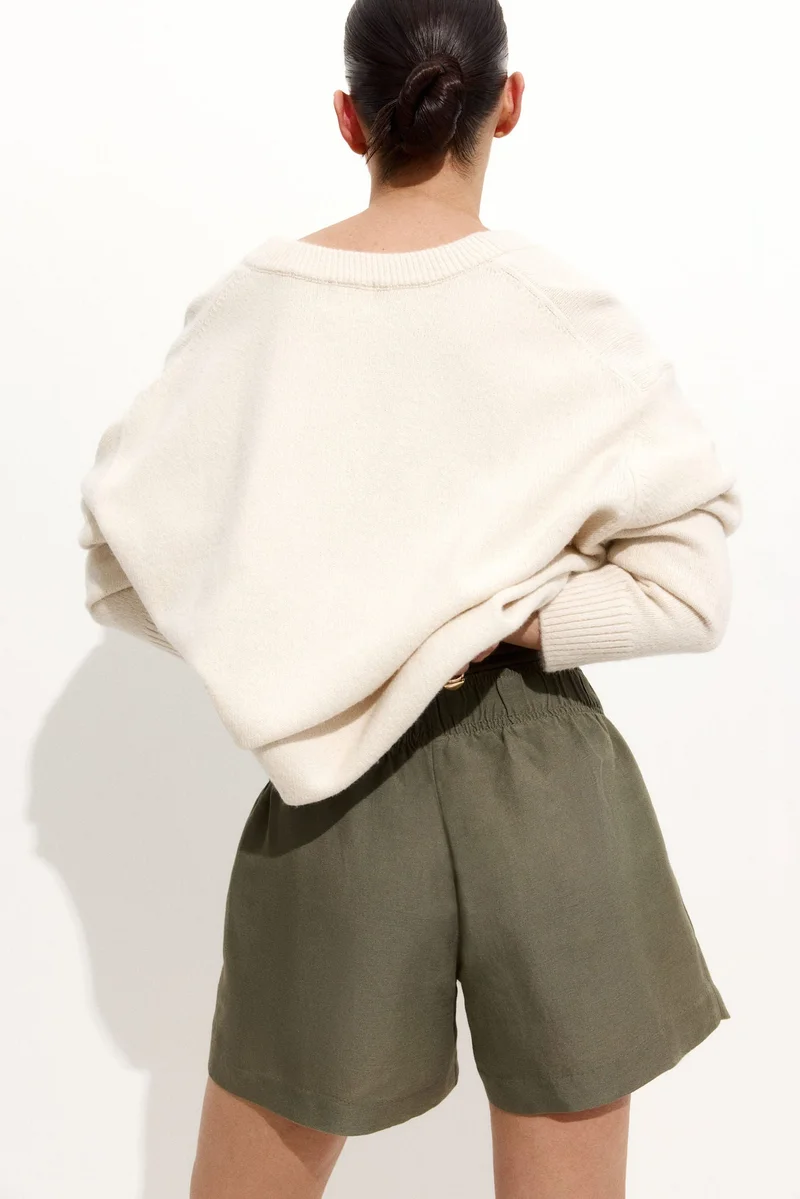 H&M  MAMA Linen-blend shorts for Women | Best Price UAE
