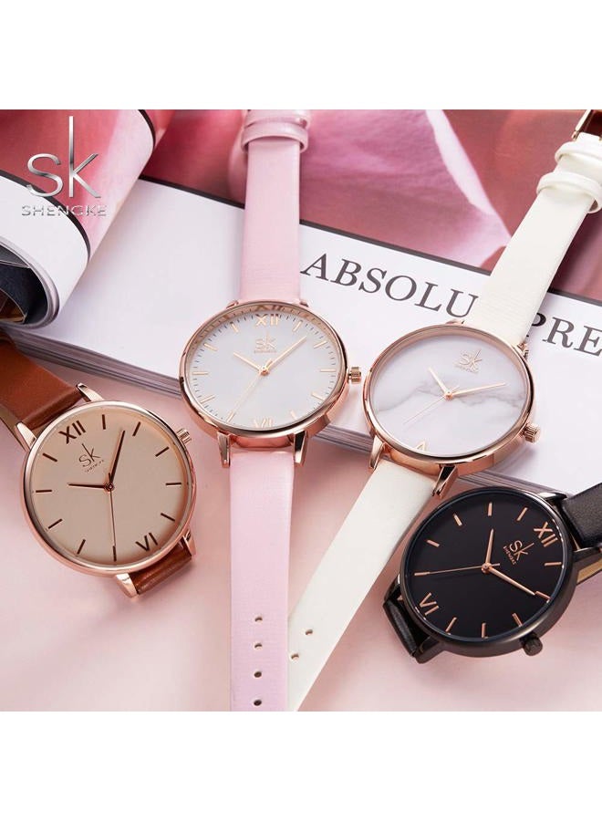 shengke Classic Simplicity Women Watch Genuine Leather Strap Women Elegant Watches Ladies Wristwatch, Brown, Strap - Image 5