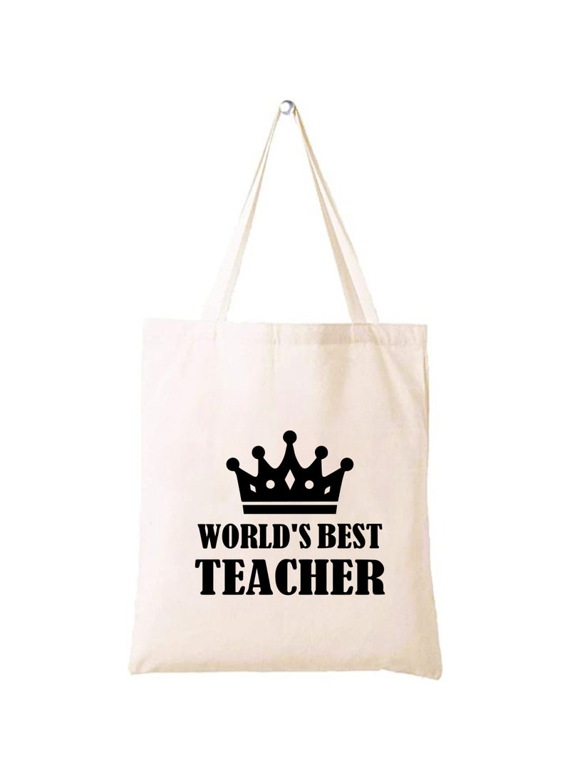 Generic Teacher's day Gift Cotton Bag with Funny Design - Reusable Canvas Tote Bag - Eco Friendly - Lightweight - Grocery Shopping Bag - Gifts for Teacher - School - Office - Travel  - Image 1