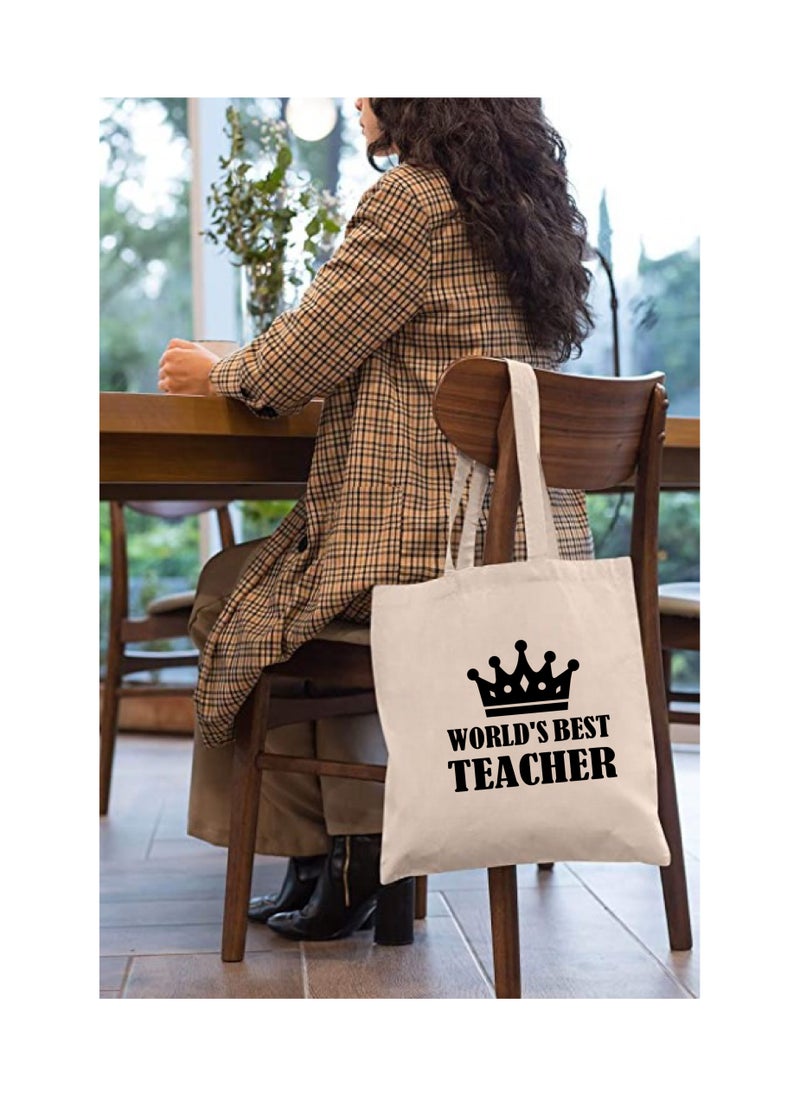 Generic Teacher's day Gift Cotton Bag with Funny Design - Reusable Canvas Tote Bag - Eco Friendly - Lightweight - Grocery Shopping Bag - Gifts for Teacher - School - Office - Travel  - Image 3