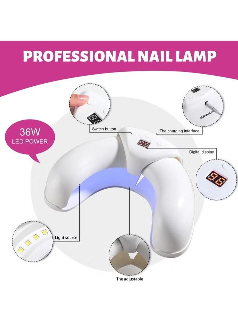 Generic - Gel UV LED Nail Lamp, 36 W UV Nail Light with 3 Timer Setting, Scalable Design Prevent Hands from Turning Dark, for Home and Salon White - Image 1