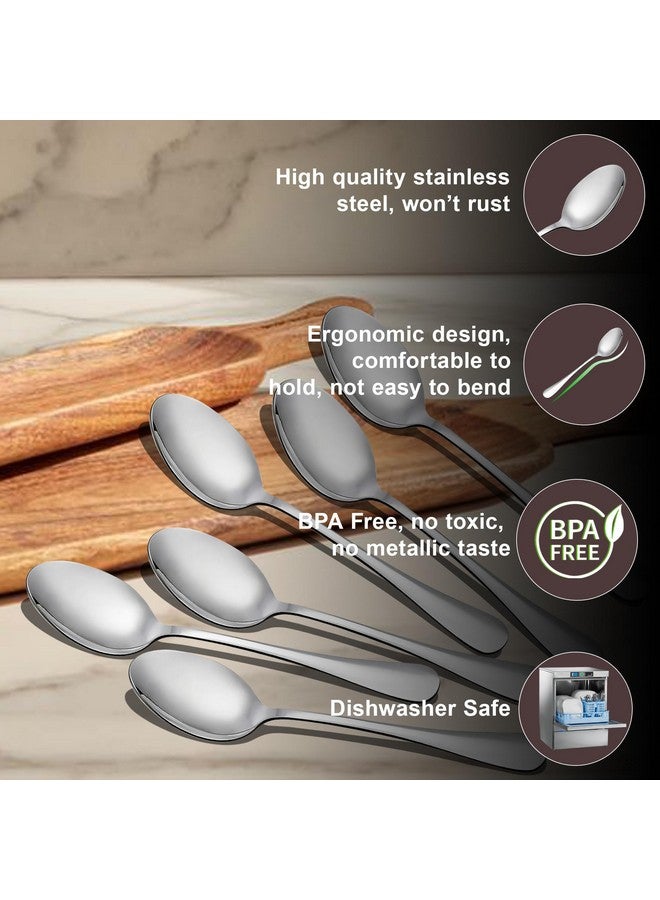 Parage 6 Pieces Stainless Steel Table Spoons Set with Round Edge, 18.5 cm, Tableware, Set of 6, Silver - Image 4