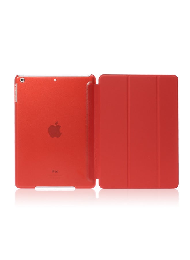 Suitable For IPad 10.2 Flat Protective Cover Pro11 Elastic Leather 10.5 Triple Fold Mini6 Bracket Hard Shell-Color:Red-Applicable Model:mini 4/5  - Image 1