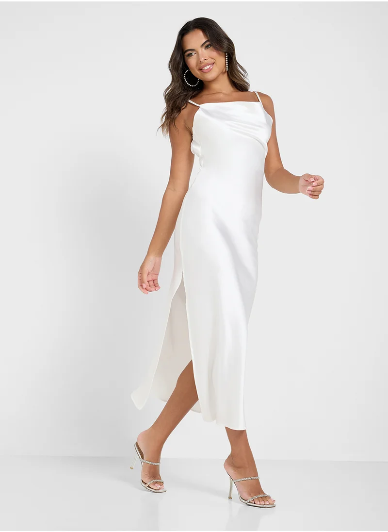 جينجر Satin Slip Dress With Slit