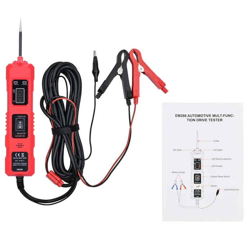 Automotive Circuit Tester Red 4.5m Testing Line User-Friendly Lcd Display - Audible Alerts And Led Lights Power Probe Tester For Automotive Electrical System Troubleshooting - Image 1