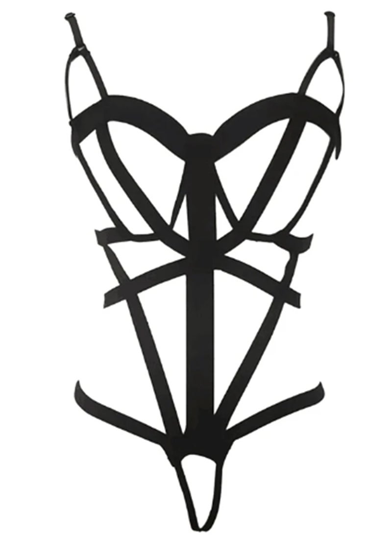 Ward - Women's Black Lingerie with Straps Design on the Body - Image 1