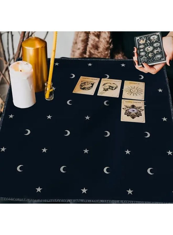 Black Mystical Star Moon Tarot Tablecloth 50cm Polyester Altar Cloth Divination - Image 5