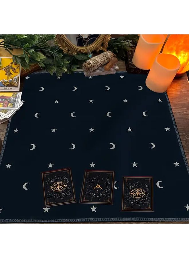 Black Mystical Star Moon Tarot Tablecloth 50cm Polyester Altar Cloth Divination - Image 3