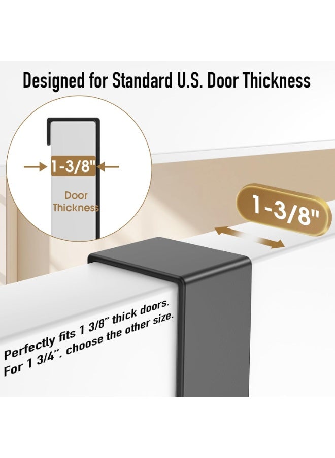 Over The Door Hooks Hanger with 7 inches Extended Arms, Tool-Free Assembly, Fits 1 3/8" Doors, F18U, Bathroom Towel Rack Organization, Thickened 6-Double Hook, Matte Black - Image 2
