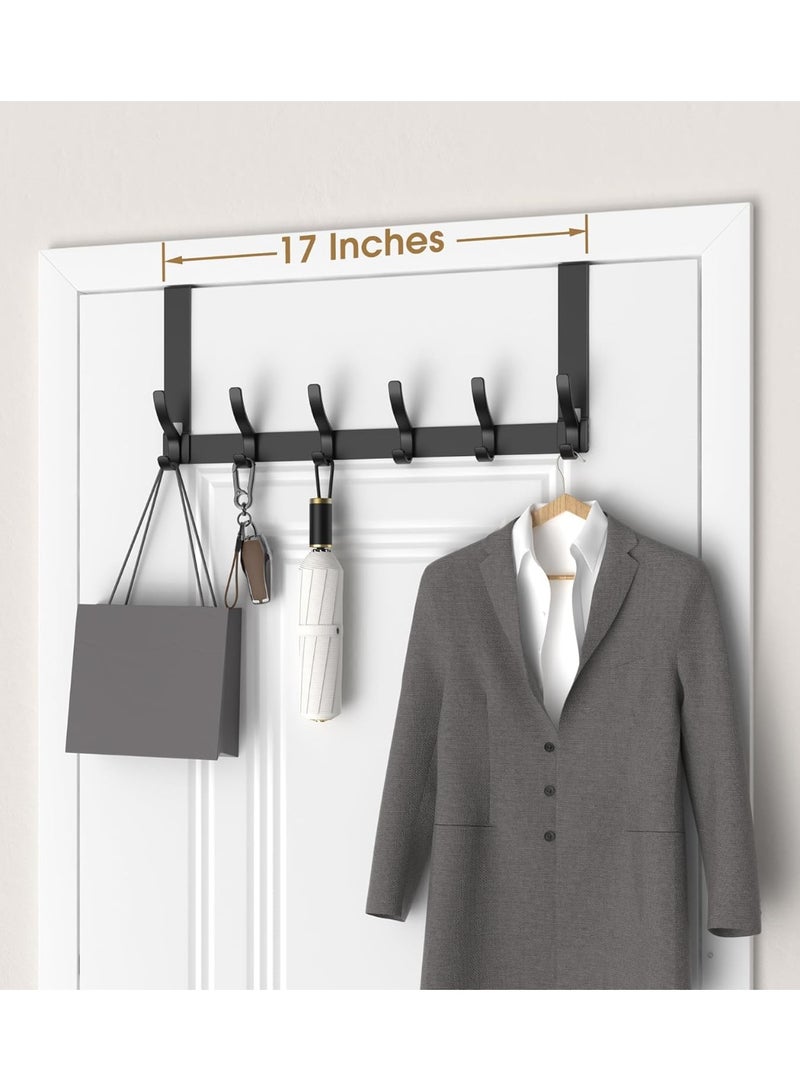 Over The Door Hooks Hanger with 7 inches Extended Arms, Tool-Free Assembly, Fits 1 3/8" Doors, F18U, Bathroom Towel Rack Organization, Thickened 6-Double Hook, Matte Black - Image 4