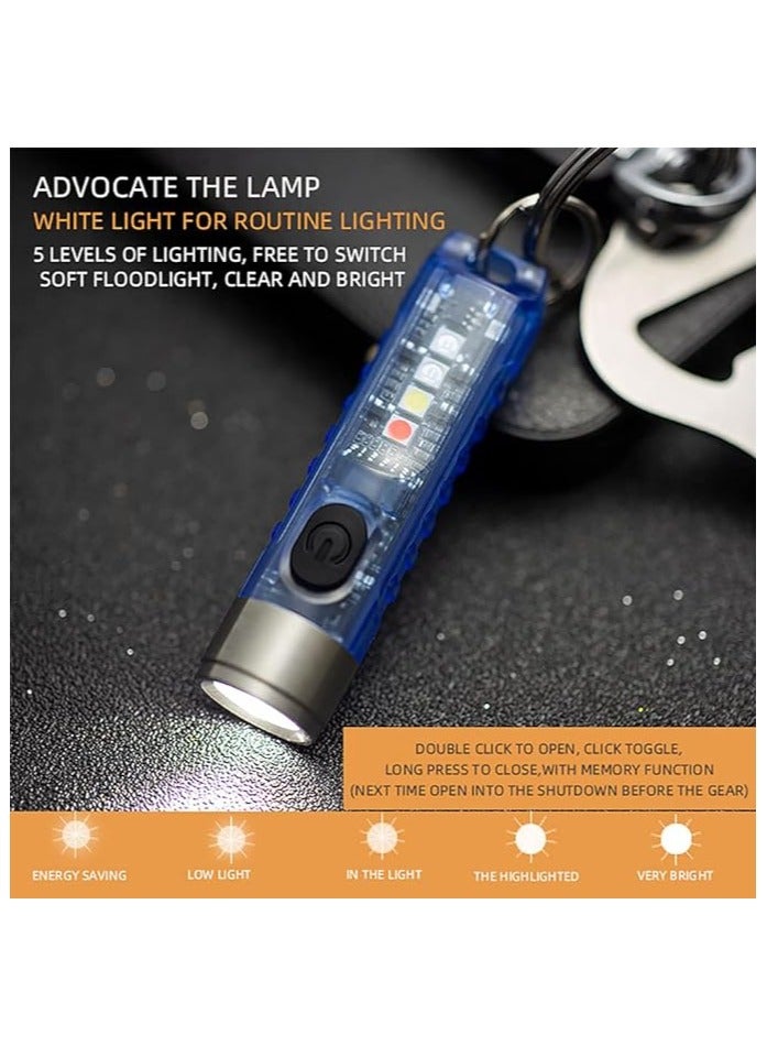 ALONEFIRE S11 Small Powerful Mini Keychain LED Flashlight Tactical Portable Bright Pen Torch SST20 LED USB Rechargeable IP65 Waterproof Multi Function for Emergency with Built-in Battery(White) - Image 3