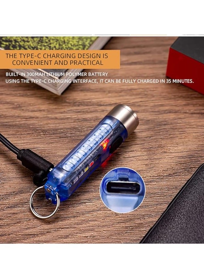 ALONEFIRE S11 Small Powerful Mini Keychain LED Flashlight Tactical Portable Bright Pen Torch SST20 LED USB Rechargeable IP65 Waterproof Multi Function for Emergency with Built-in Battery(White) - Image 5