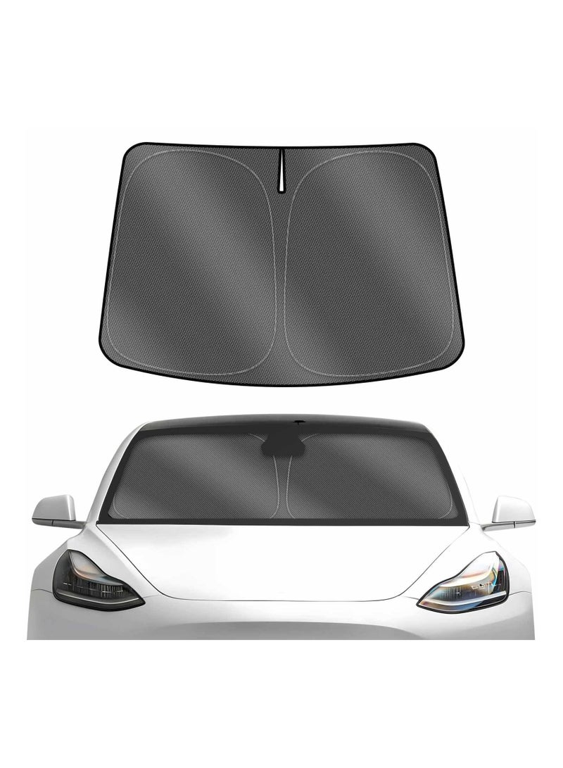 Sunshade for Tesla Model 3 2017-2023 Accessories, Windshield Sun Shade Thick 240T Reflective Polyester Front Window Cover Privacy Shield Foldable Car Visor Block Heat and Stay Cool - Image 1