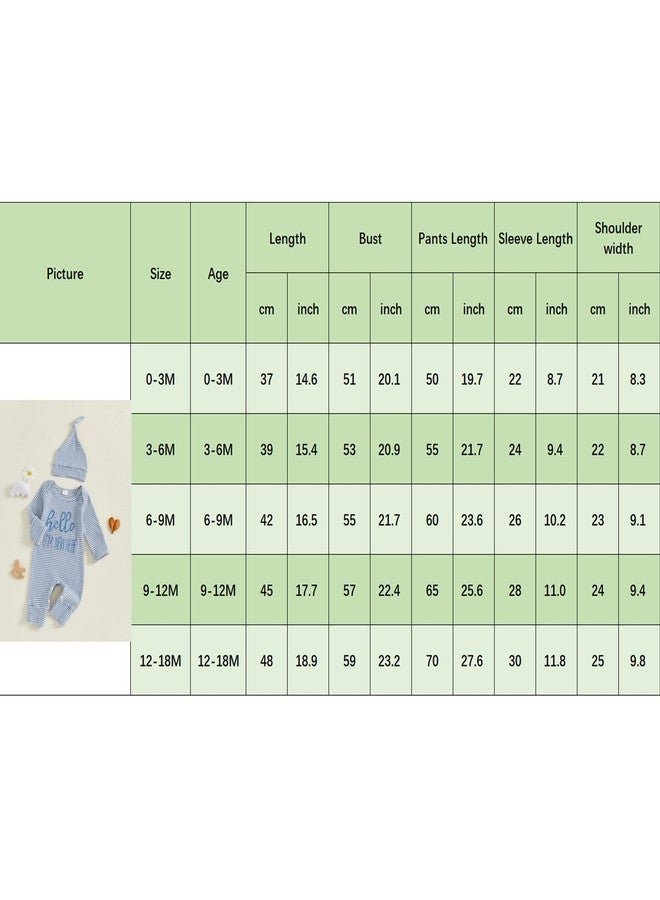 Fernvia Newborn Baby Boy Clothes Letters Print Bodysuit 3 6 9 12 18 Months Long Sleeve Jumpsuit with Hat 2PCS Outfits Set (D Blue, Newborn) - Image 5
