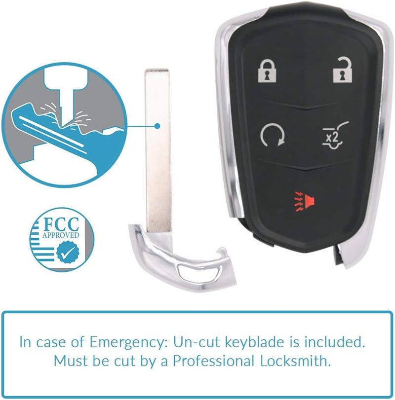 Keyless2Go Replacement for 5 Button Proximity Smart Key Cadillac HYQ2EB 13598516 - Image 3