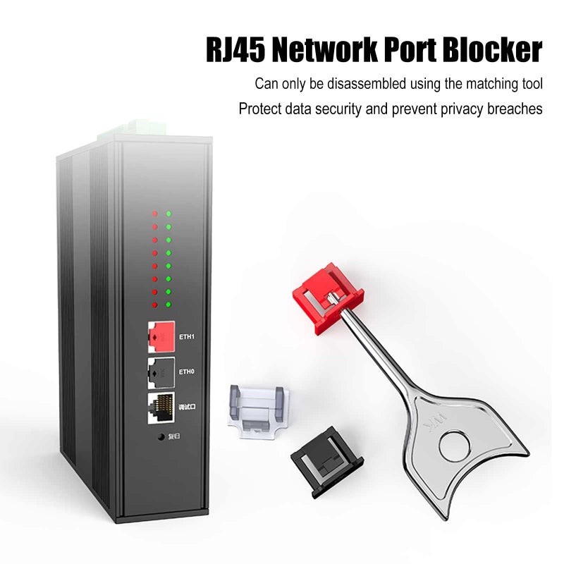 12 Pack RJ45 Port Lock with Key, Locking Ethernet Dust Covers, Protects Female Ports, Compatible with All RJ45 Devices, Black - Image 3