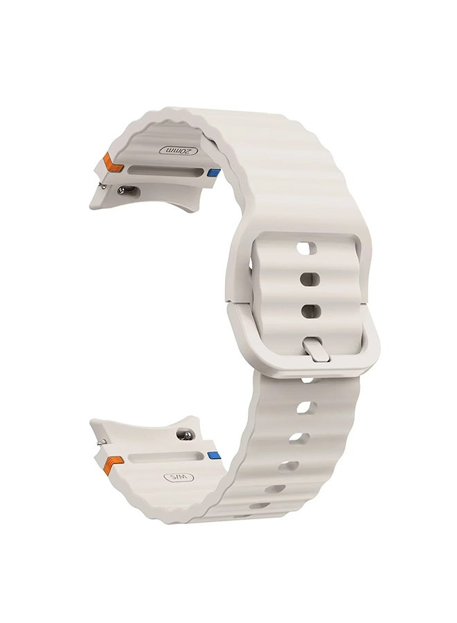 O Ozone No Gap For Samsung Galaxy Watch 7 6 5 4 Band 40mm 44mm/For Galxy Ultra 47mm/For Galaxy FE/5 Pro/6 Classic,20mm Soft Silicone Sport Bands- Beige - Image 3