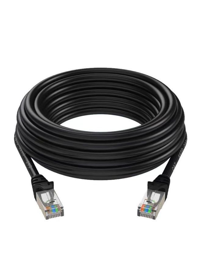 Loquat Indoor And Outdoor Super Six Types Of Finished Network Cable Monitoring Broadband Router Engineering Network Cable-Color:【special For Indoor And Outdoor Use】 Category 6e Thickened Black Network Cabl - Image 1